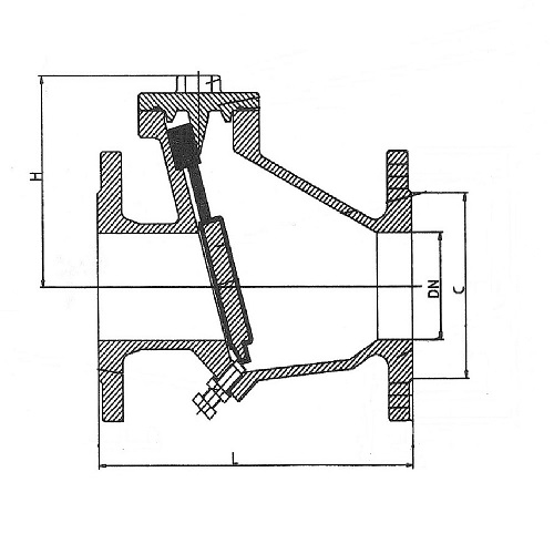 Клапаны обратные Abra D-023 Ду50-500 Ру8-16 фланцевые для канализации, поворотные, уплотнение NBR, корпус - чугун GGG50