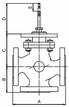 Клапан регулирующий Гранрег КМ307Ф A Ду100 Ру16 трехходовой, фланцевый с аналоговым приводом PSL208 A-220В Kvs=160
