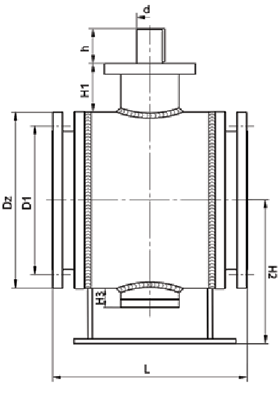 Чертеж Крана Broen Ballomax газовый полнопроходный Ду250 Ру/Рраб 16/12 фланцевый, Траб=-40/+100 с ISO-фланцем и редуктором