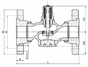 Чертеж Клапан регулирующий двухходовой M1F-FL Ду15 Ру16 фланцевый