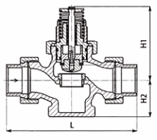 Чертеж Клапан регулирующий двухходовой M1F-SFD Ду40 Ру25 резьбовой