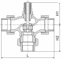 Чертеж Клапан регулирующий трехходовой M3F-SFL Ду32 Ру16 резьбовой