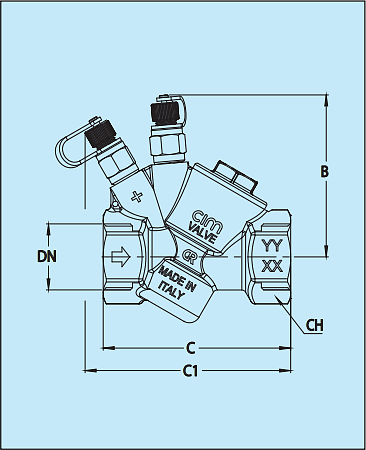 Чертеж Балансировочный клапан Cimberio 790 (Cim 790) Ду50 Ру25 автоматический
