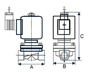 Клапан электромагнитный соленоидный двухходовой прямого действия DN.ru-DHDF11 (НЗ) погружной фонтанный, быстрого реагирования Ду40 (1 1/2 дюйм), Ру6 корпус - латунь, уплотнение - NBR, с катушкой серии F 24В