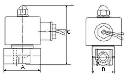 Клапан электромагнитный соленоидный двухходовой DN.ru-DW11-S прямого действия (НЗ) Ду50-50 (2 дюйм), Ру10 корпус - сталь 304, уплотнение - EPDM, резьба G, с катушкой 220В