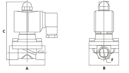 Клапан электромагнитный DN.ru VS231-ET-NC-220VAC 1ʺ Ду25 Ру10, соленоидный двухходовой, корпус - нержавеющая сталь 304, уплотнение - EPDM, резьбовой, нормально закрытый, прямого действия, катушка - 220В