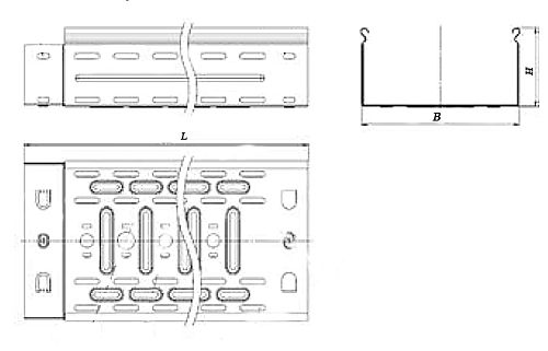 Лотки перфорированные EKF T-Line стальные высота - 50 мм ширина - 50-600 мм, длина - 6000 мм, толщина стали - 0.7-1 мм, цвет - светло-серый