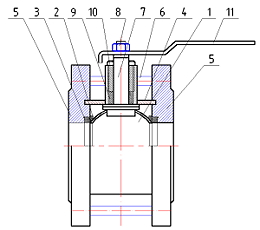 Материалы Кран шаровый ЛАЗ 11с42фт (11с42п) Ду100 Ру16 укороченный фланцевый полнопроходной