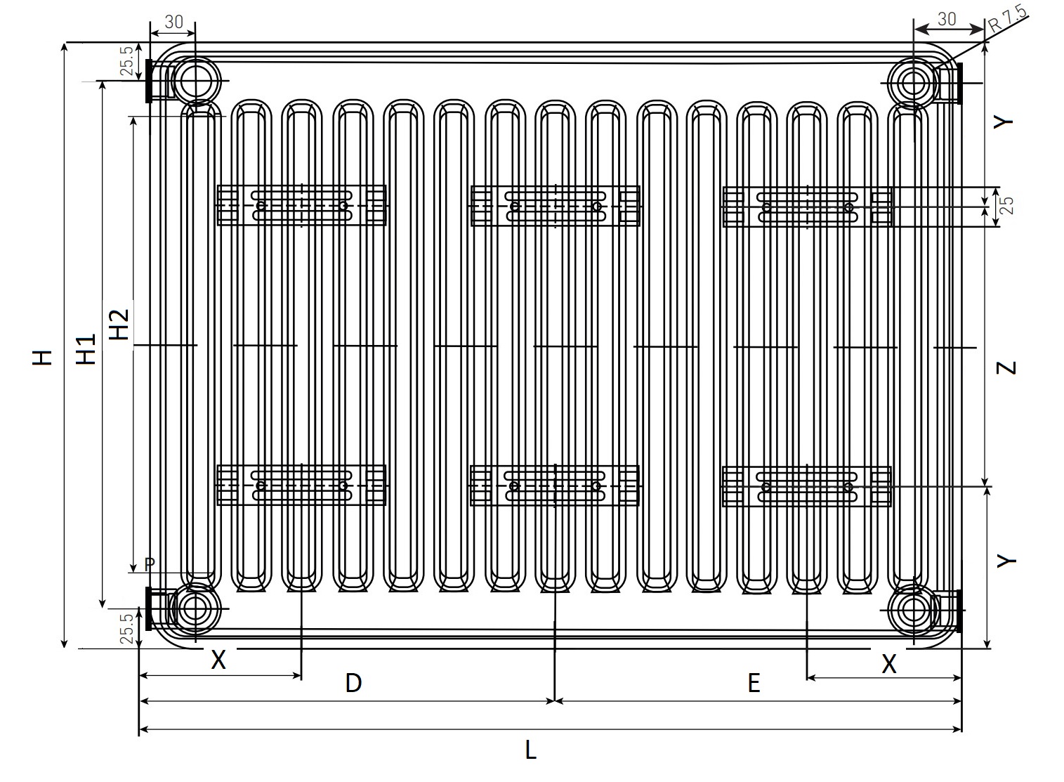 Радиатор панельный Oasis Pro PB 33-5 500x600 мм настенный, теплоотдача - 2.052 кВт, высота - 500 мм, ширина 600 мм, количество панелей - 3, присоединение резьбовое - 1/2