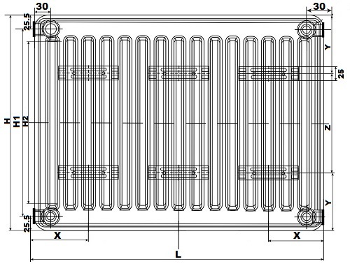 Радиатор Oasis Pro PB 21-3-30 300x3000 мм настенный, панельный, присоединение резьбовое - 1/2