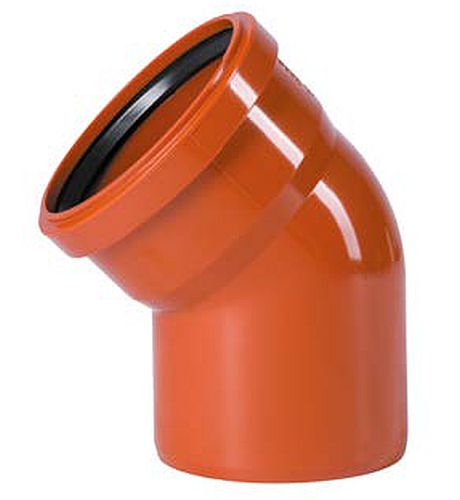 Отводы НПВХ Ostendorf KGB Дн125-500 угол 87 градусов раструбные для наружной канализации, безнапорные, цвет - оранжево-коричневый RAL 8023