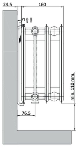 Радиатор стальной панельный Heaton Plus Ventil Compact тип 33VC, высота 300 мм, длина 1300 мм, с термостатическим вентилем, нижнее подключение, универсальное
