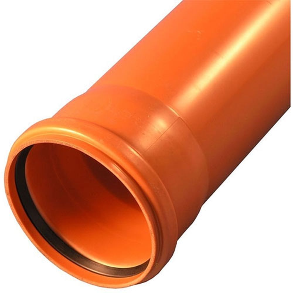 Труба наружная канализационная РР-B РосТурПласт Дн160х4.9 длина 2.0 м, с раструбом, безнапорная, оранжевая