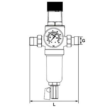 Фильтр сетчатый Т-образный с редуктором давления Benarmo 1/2″ Ду15 Ру16 латунный, наружная резьба