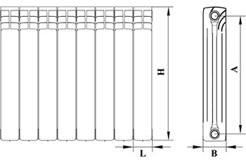 Радиатор алюминиевый секционный Benarmo AL 500/96 12 секций RAL 9016 (цвет: белый) боковое подключение, универсальное