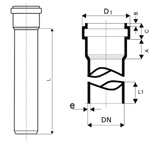 Труба внутренняя канализационная Дн40 (1.8 мм) длиной 0,25 метра Политэк из полипропилена