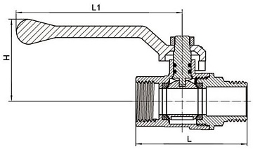 Краны шаровые STI для газа Ду15-25 Ру16 муфтовые (штуцер-муфта) полнопроходные, рычаг, корпус - латунь