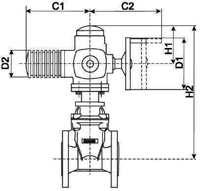 Задвижка клиновая Гранар KR12-100 Ду100 Ру16 с обрезиненным клином, с электроприводом SA10.2, 380 В
