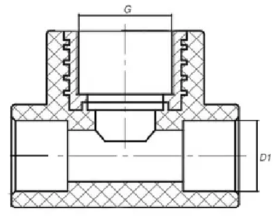 Тройник полипропиленовый PP-R комбинированный Aqualink Дн20x1/2″ Ру25 внутренняя резьба