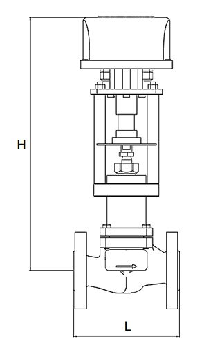 Клапан регулирующий АСТА Р213 ТЕРМОКОМПАКТ Ду40 Ру16, уплотнение - PTFE,  с электроприводом ЭПА 0.7 кН 220В (4-20 мА)