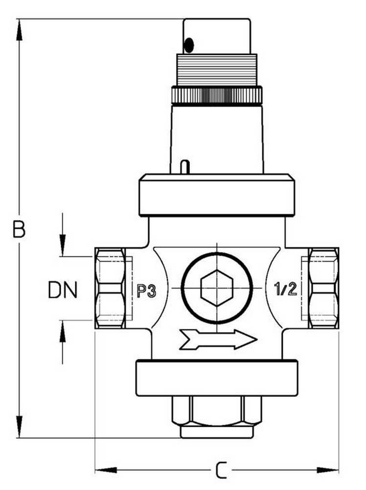 Редуктор давления Cimberio Cim 1430CR 2″ Ду50 Ру25 корпус - латунь CW602N-M, уплотнение - NBR, присоединение - внутренняя резьба