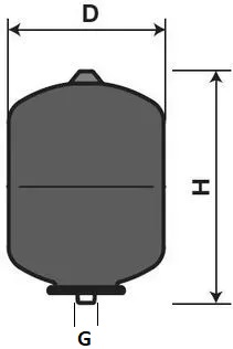 Бак мембранный CIMM ACS CE 3/4″ 16л Ру10 вертикальный, с фланцевым креплением, корпус — сталь