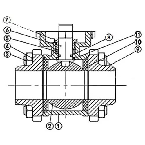Кран шаровой полнопроходной DN.ru КШПП 316.200-ISO Ду50 Ру63 под приварку, материал корпуса - нержавеющая сталь SS316 с ISO фланцем и редуктором DN.ru HAM-1