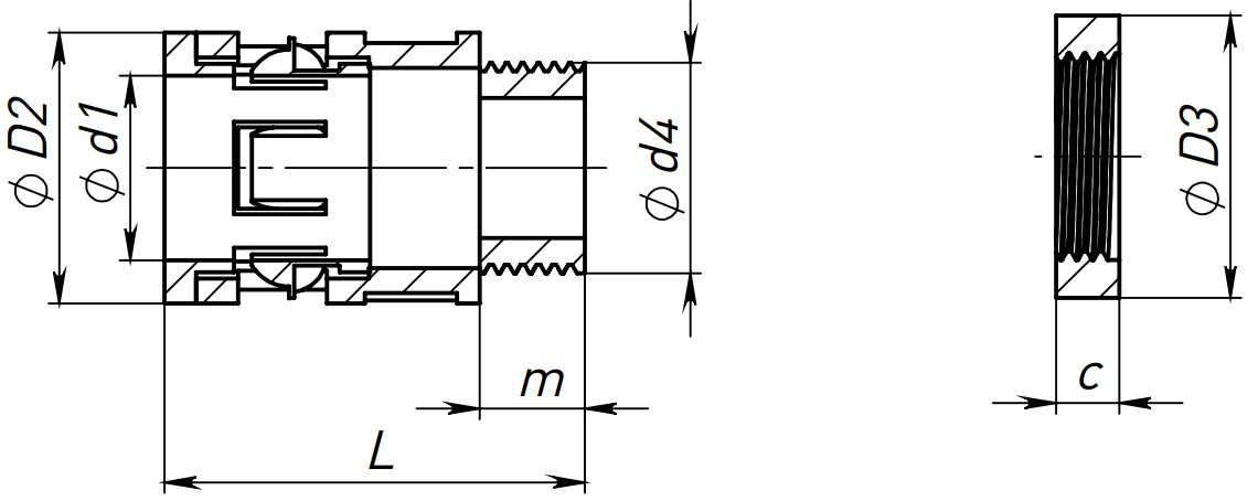 Коннектор EKF KN-T Дн20 для гофрированных труб, материал – полипропилен, 50 шт, цвет – серый