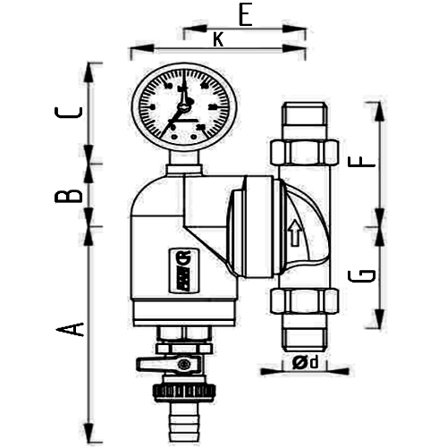 Фильтр сетчатый FAR FA 39A3 1/2” Ду15 Ру25 НР, латунный, размер фильтрующей сетки 100 мкм, под манометр, хромированный с поворотным соединением