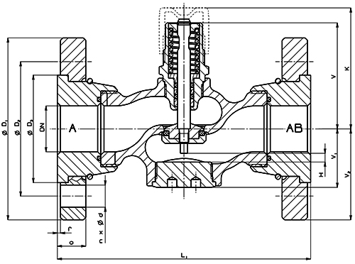 Клапан регулирующий двухходовой LDM RV111R 233-F Ду15 Ру16, фланцевый, корпус – серый чугун EN-JL 1030, Tmax до 150°С, Kvs=0.16 м3/ч
