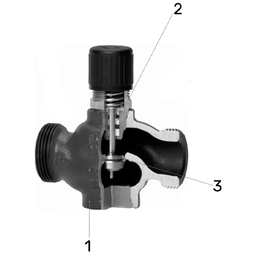 Клапан регулирующий трехходовой LDM RV111R 331-F Ду20 Ру16, фланцевый, корпус – серый чугун EN-JL 1030, Tmax до 150°С, Kvs=6.3 м3/ч