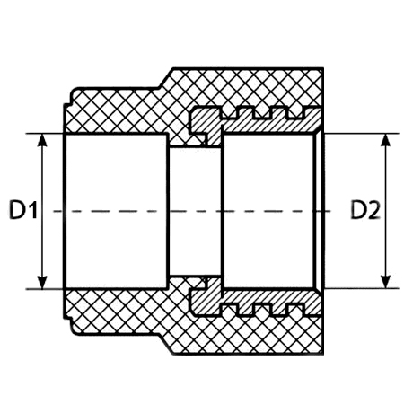 Муфта полипропиленовая PPRC комбинированная MeerPlast Дн20x3/4” Ру25 внутренняя резьба / под приварку серая