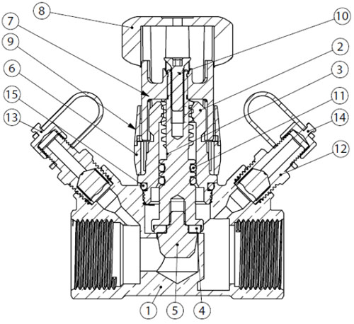 Клапан балансировочный MVI BL.210 1 1/2″ Ду40 Ру25 ручной, муфтовый, латунный, внутренняя резьба