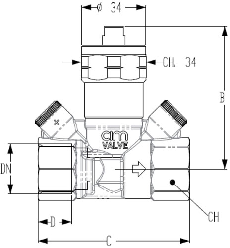 Клапаны балансировочные термостатические MVI BL.710 1/2-1″ Ду15-25 Ру25 ручные, муфтовые, латунные, внутренняя резьба