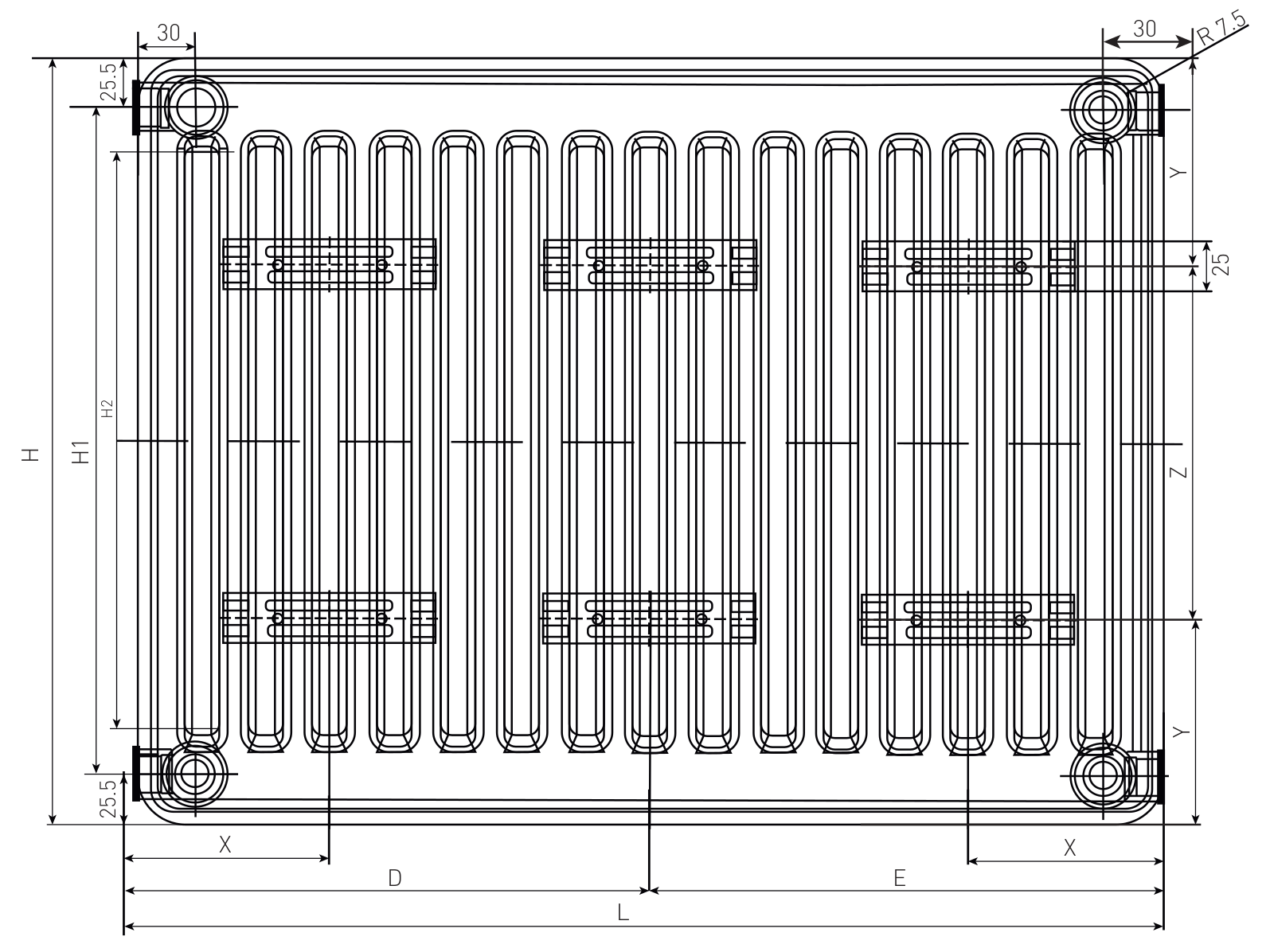 Радиаторы стальные панельные Oasis Pro PB 11-2 200х400-3000 мм настенные, присоединение резьбовое - 1/2″, подключение - боковое, белые