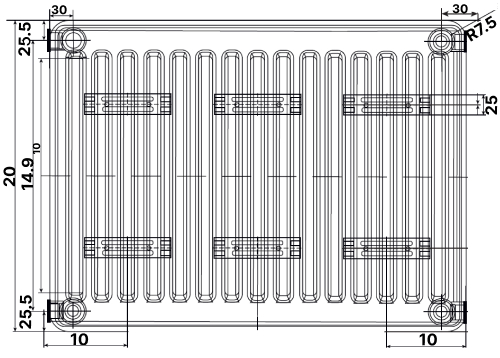 Радиатор стальной панельный OASIS PN 30-4 500 мм настенный, теплоотдача - 914 Вт, присоединение резьбовое - 1/2″, подключение - нижнее, белый