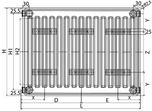 Радиатор стальной панельный Oasis Pro PB 22-5 500x2400 мм настенный, присоединение 1/2″, боковое подключение, белый