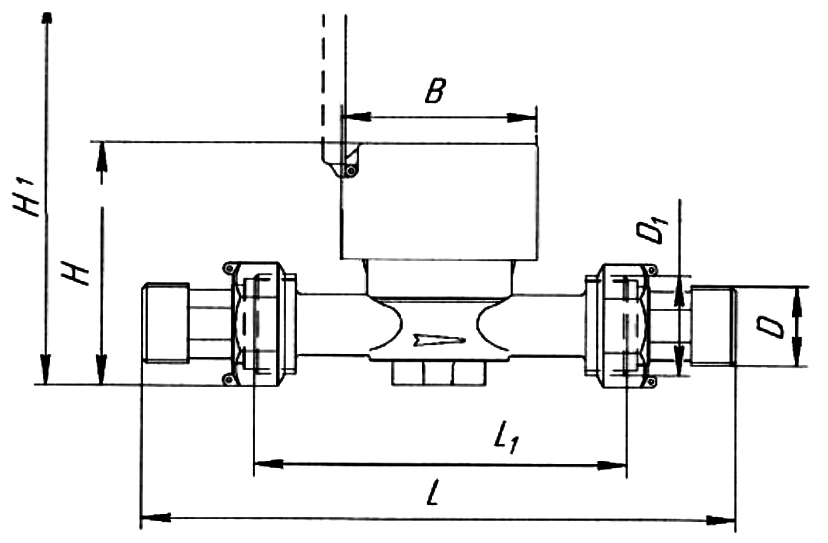 Счетчик холодной воды крыльчатый одноструйный Декаст ОСВХ-25 НЕПТУН Ду25 Ру16 резьбовой, до 50°С, L=170 мм, в комплекте с монтажным набором