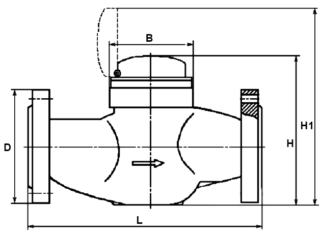 Счетчик горячей воды крыльчатый многоструйный Декаст ВСКМ 90-50 Ф Ду50 Ру16 фланцевый, до 120°С, L=300 мм