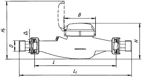 Счетчик воды крыльчатый многоструйный Декаст ВСКМ 90-50 АТЛАНТ ДГ1 Ду50 РУ16 резьбовой, импульсный, до 120°С, L=300 мм, в комплекте с монтажным набором