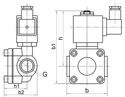Клапан электромагнитный Росма СК-21-ВД-В G1 Ду25 Ру16 латунный, нормально открытый, непрямого действия, мембрана - Viton, с катушкой 220В