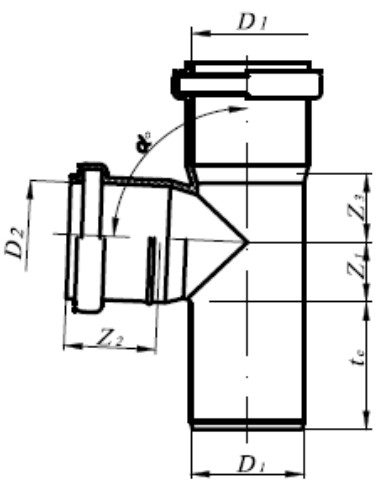 Тройник РосТурПласт Дн50х50 87° безнапорное давление, длина раструба L= 53 мм, PP-H полипропиленовый, серый