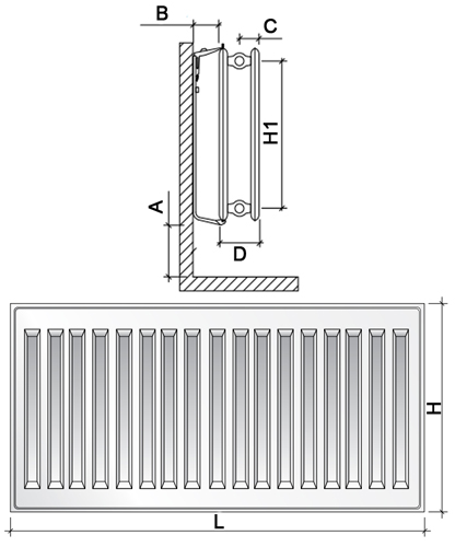 Радиатор панельный стальной Royal Thermo HYGIENE H20-400-1300 Noir Sable, боковое подключение, универсальное