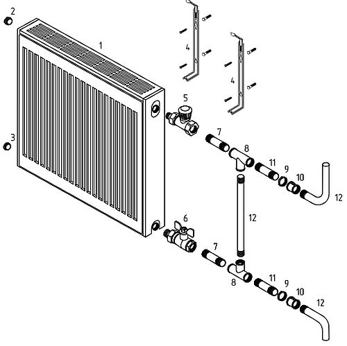 Радиатор стальной панельный Royal Thermo COMPACT C22-500-400 RAL9016 0.882 кВт настенный, присоединение резьбовое - 1/2″, подключение - боковое, универсальное, цвет - белый