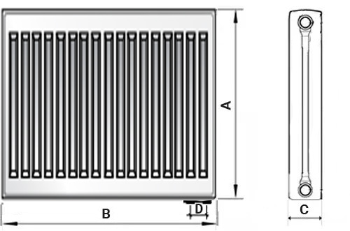 Радиатор стальной панельный Royal Thermo VENTIL COMPACT VC11-500-1900 2.272 кВт настенный, высота - 500 мм, ширина - 1900, количество панелей - 1, присоединение резьбовое - 1/2