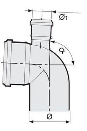 Отвод внутренний Sinikon Стандарт Дн110-50x87° с фронтальным патрубком (выход вверх)