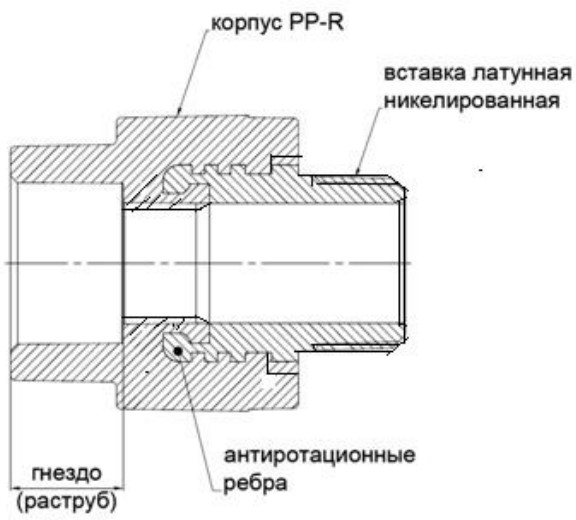 Тройник полипропиленовый комбинированный Valfex Дн32х1 1/4″ Ру25 с накидной гайкой белый