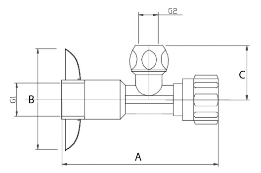 Вентиль Valtec VT.281.GBC 1/2″х 3/8″ Ду15х10 Ру8 для подключения сантехнических приборов, для гибкой подводки 3/8″, наружная / наружная резьба, корпус - латунь