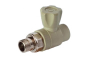 Клапан запорный РосТурПласт 1/2″ Дн20 Ру25 НР прямой, материал - PP-R, тип присоединения - резьбовое - внутренняя пайка, цвет - белый, для радиатора
