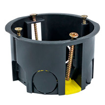 Коробка установочная EKF КМП-020-011 71х45 мм с пластиковыми лапками, для полых стен, корпус – полипропилен, IP20, цвет – черный (розничный стикер)